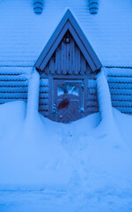 Kiruna's old wooden frozen church, Sweden