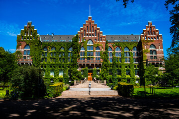 Lund Sweden - July  25th, 2020 - Beautiful old University library in Lund Sweden