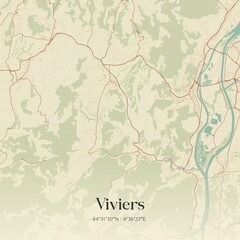 Retro map of Viviers, Auvergne-Rh�ne-Alpes, France. Vintage street map.