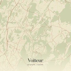 Retro map of Voiteur, Bourgogne-Franche-Comt�, France. Vintage street map.