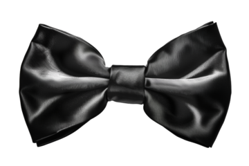 Elegant Black Silk Bow Tie on a White Transparent Background for Formal Attire and Special Occasions