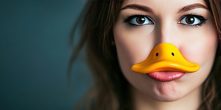 woman with duck bill mouth 