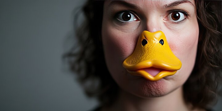 woman with duck bill mouth 