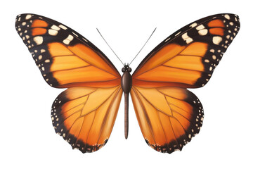 Obraz premium Butterfly Wings Spread Open Displaying Orange and Black Patterns, Delicate Wings Beauty with Nature's Canvas.