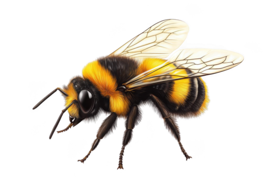 Bumblebee Shows Its Delicate Wings and Fuzzy Body with Pollination Theme