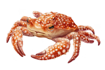 Orange Crab with White Spots Holds Claws Outward, Marine Life