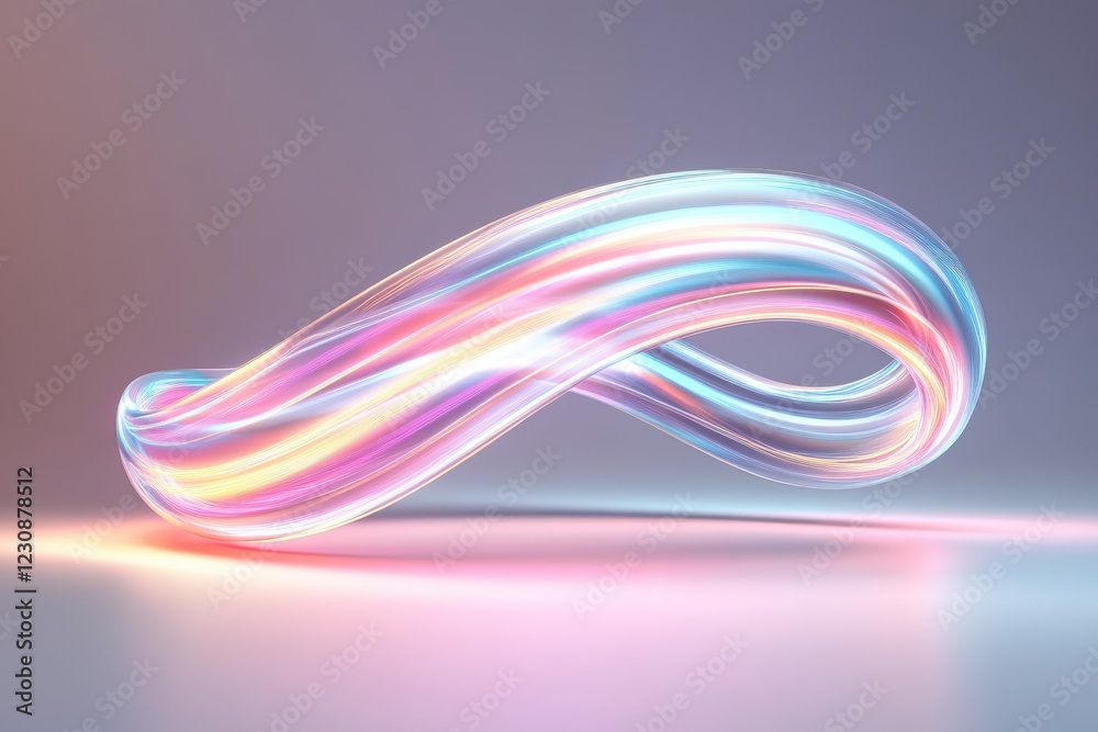 Fototapete holographic abstract colorful fluid shape twisting and turning in a continuous loop