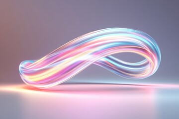 Holographic abstract colorful fluid shape twisting and turning in a continuous loop