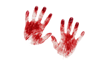 Realistic Bloody Handprints on a White Surface Showcasing Detailed Textures and Vibrant Color Tones