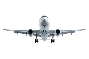 Passenger Airplane Flying in Sky with Landing Gear Deployed, International Travel Theme