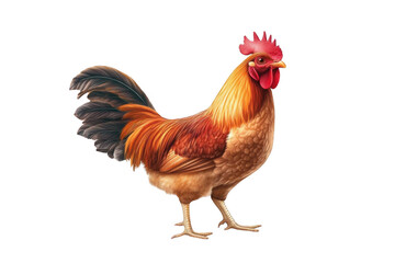 Fototapeta premium Majestic Rooster Stands Proudly, Showcasing Colorful Plumage and Farm Animal Beauty.