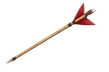 Wooden Arrow Flies Through Air with Red Fletching, Archery Target Practice Concept