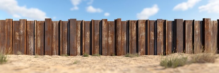 Fototapeta premium border patrol and military security operations concept with border fence