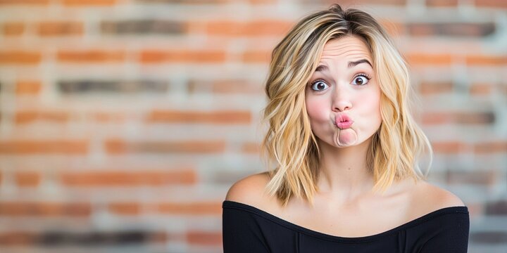 young woman with duckface