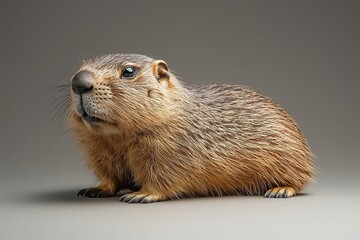 Brown Groundhog Upright On Hind Legs Unique Wildlife Portrait Seasonal Symbolism  Animal Behavior Study