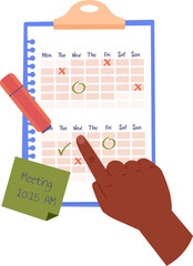 Hand Pointing To Tablet With Calendar