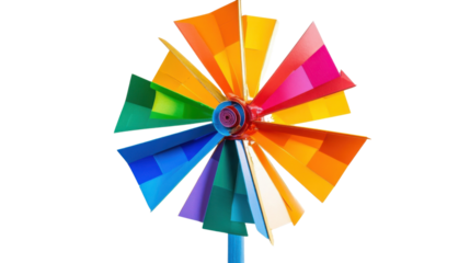 Colorful pinwheel rotating with transparent background