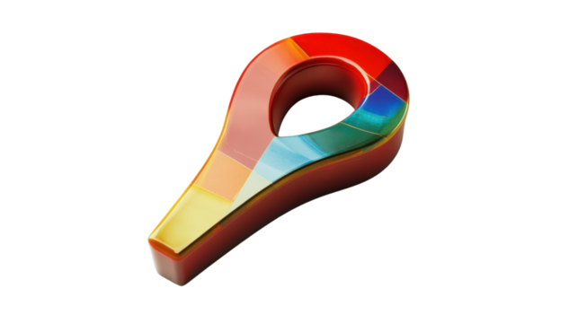 Colorful map pin showing location on transparent background