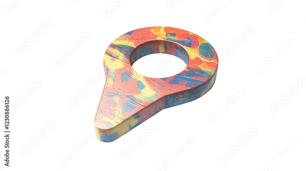 Poster colorful location pin showing global positioning and navigation on transparent background