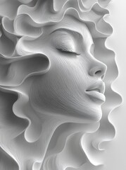 Abstract Woman Portrait. Serene Woman Face Background. Art Use