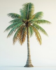 Obraz premium Single Tall Palm Tree Illustration Isolated on White Background Minimalist Design