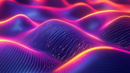 Obraz premium Abstract Pink Purple Orange Blue Neon Glowing Wave Background