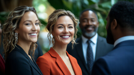 Obraz premium diverse professionals networking and exchanging ideas