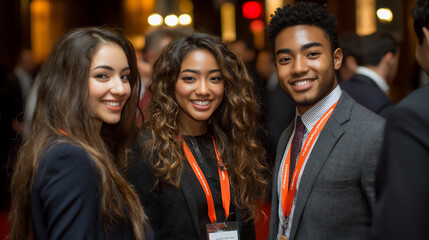 Fototapeta premium diverse professionals sharing ideas at a networking event