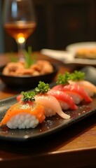 Delicious Assortment of Fresh Sushi on Elegant Plate