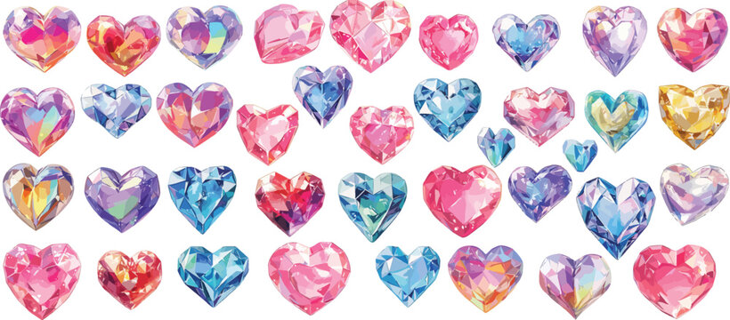 crystal heart gem watercolor clipart