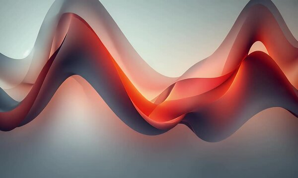 Abstract red waves flowing, gray background, design element