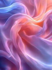 Obraz premium Pastel chiffon fabric folds, studio backdrop, colorful gradient, textile design