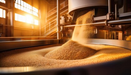 Industrial grain processing with automated machinery