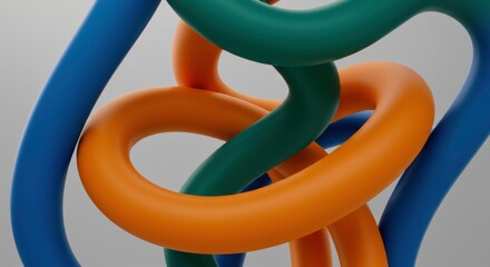 Intertwined Rings: A captivating interplay of colors and forms, showcasing a trio of vibrantly colored, intertwined rings against a subtle gradient. 