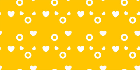 White Heart Seamless Pattern on yellow Background. Love romantic theme. Pattern hearts with Love for Valentine's Day. Valentines day background. Vector abstract texture with small hearts