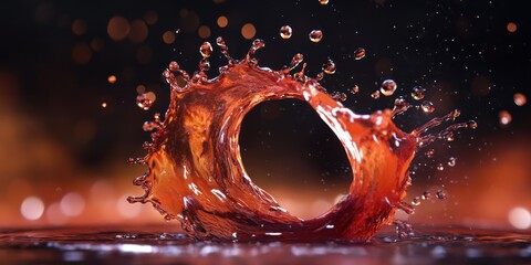 Liquid splash ring bokeh background, drinks advertising