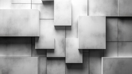 Abstract geometric blocks on a gray wall. Generative AI