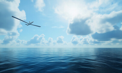 Glider Floating Peacefully Over an Open Sea, Offering a Calm and Scenic Aerial Experience