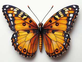 Fototapeta premium beautiful hyper realistic orange monarch butterfly with intricate patterns and vibrant colors, showcasing nature artistry and elegance