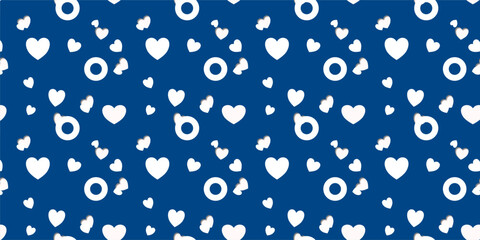 White Heart Seamless Pattern on blue Background. Love romantic theme. Pattern hearts with Love for Valentine's Day. Valentines day background. Vector abstract texture with small hearts