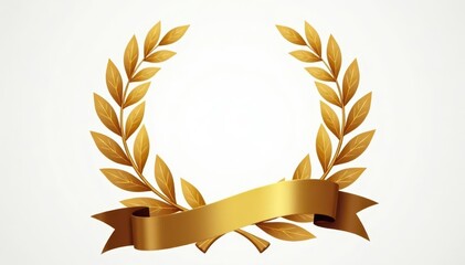Golden laurel wreath with anniversary ribbon, elegant design , wreath, anniversary celebration