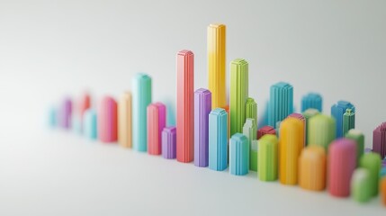 Obraz premium A colorful D bar chart illustrating global economic performance, with each bar representing a different country's GDP growth, set against a clean white background.