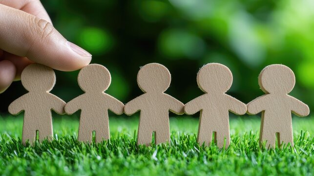 Hand adding person to team, green background, unity