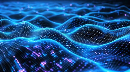 Abstract Blue Digital Wave Background