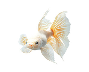 Goldfish with flowing fins on transparent backdrop