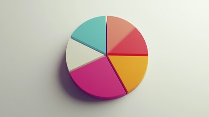 Fototapeta premium A dynamic D pie chart illustrating survey results, with animated segments expanding and retracting, set against a clean white background to emphasize clarity and engagement in data presentation.