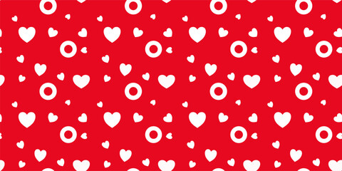 White Heart Seamless Pattern on red Background. Love romantic theme. Pattern hearts with Love for Valentine's Day. Valentines day background. Vector abstract texture with small hearts