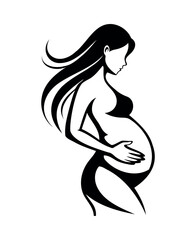 Obraz premium Elegant Pregnant Woman Silhouette Illustration