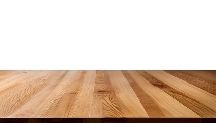 Empty wooden table cutout isolated on transparent background. Wood table mockup for product display