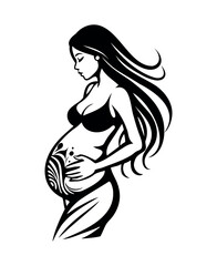 Artistic Illustration of a Pregnant Woman Silhouette
